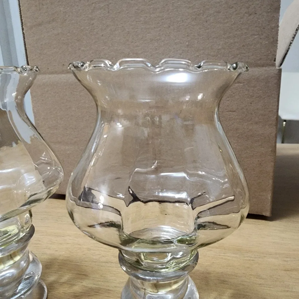 Vintage  Pair Homco Peg Votive Candle Holder Scalloped Edge